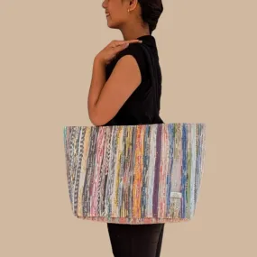 Multicolored Upcycled Handwoven Office Tote (OT1224-005) PS_W
