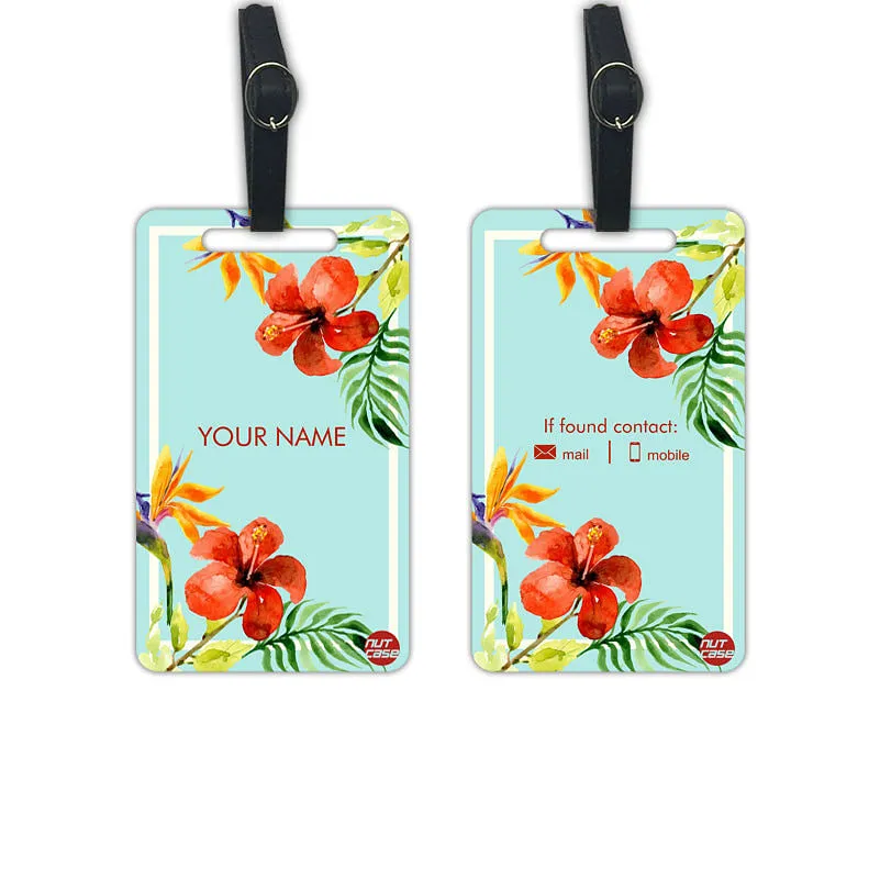 Personalised Travel Luggage Tags Identifier Name Set of 2 - Flower