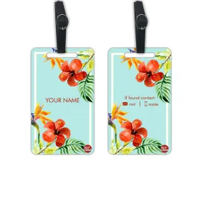 Personalised Travel Luggage Tags Identifier Name Set of 2 - Flower