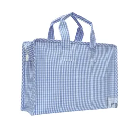 Personalized Gingham Sky Overnight Tote