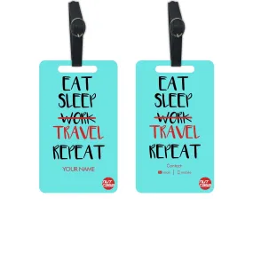 Personalized Luggage Tags with Add Name Set of 2 - Eat Sleep