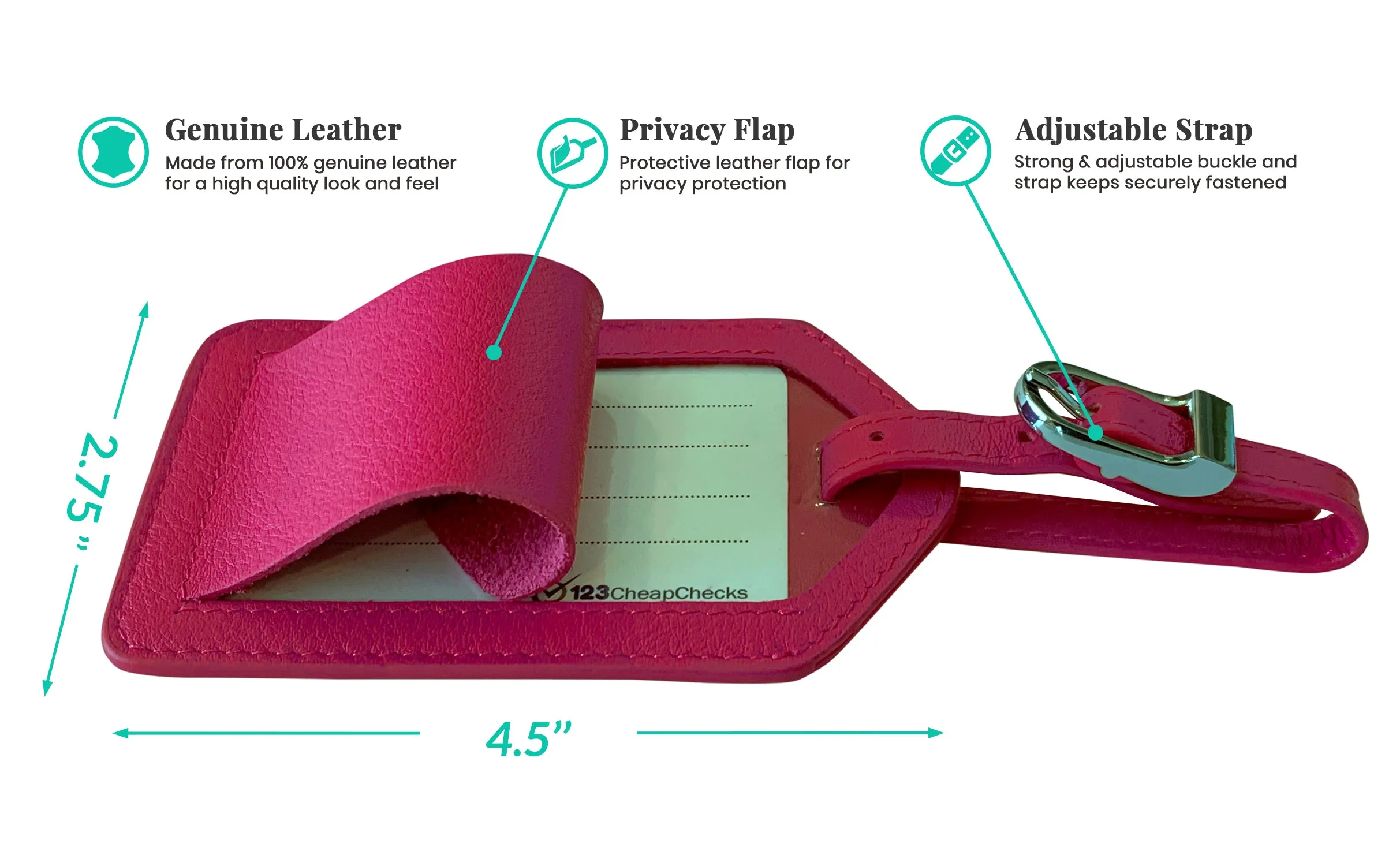 Personalized Monogrammed Leather Luggage Tags - 3 Pack