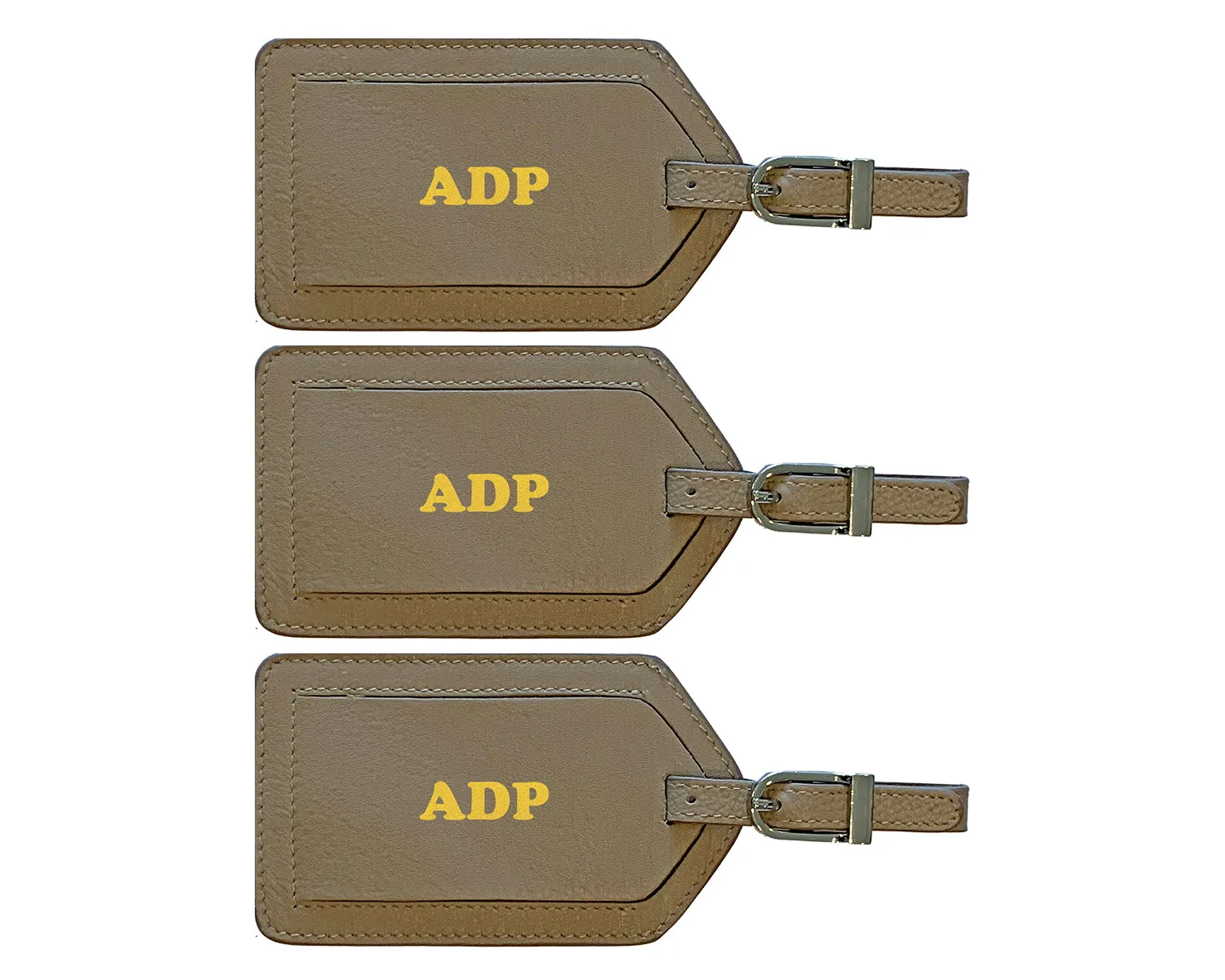 Personalized Monogrammed Leather Luggage Tags - 3 Pack