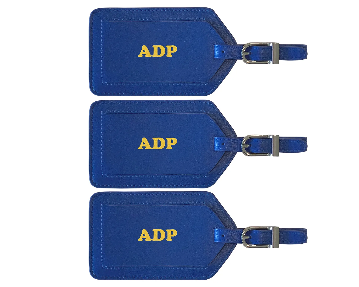 Personalized Monogrammed Leather Luggage Tags - 3 Pack