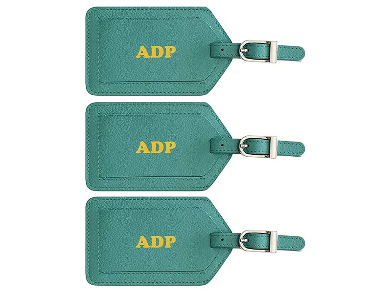 Personalized Monogrammed Leather Luggage Tags - 3 Pack