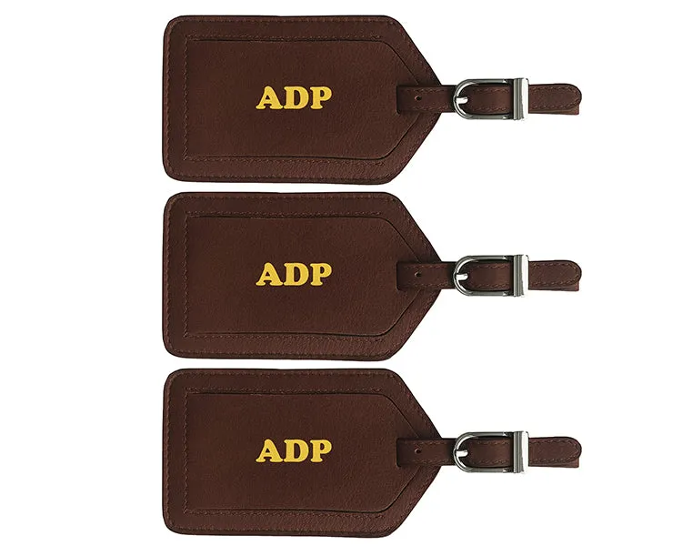 Personalized Monogrammed Leather Luggage Tags - 3 Pack