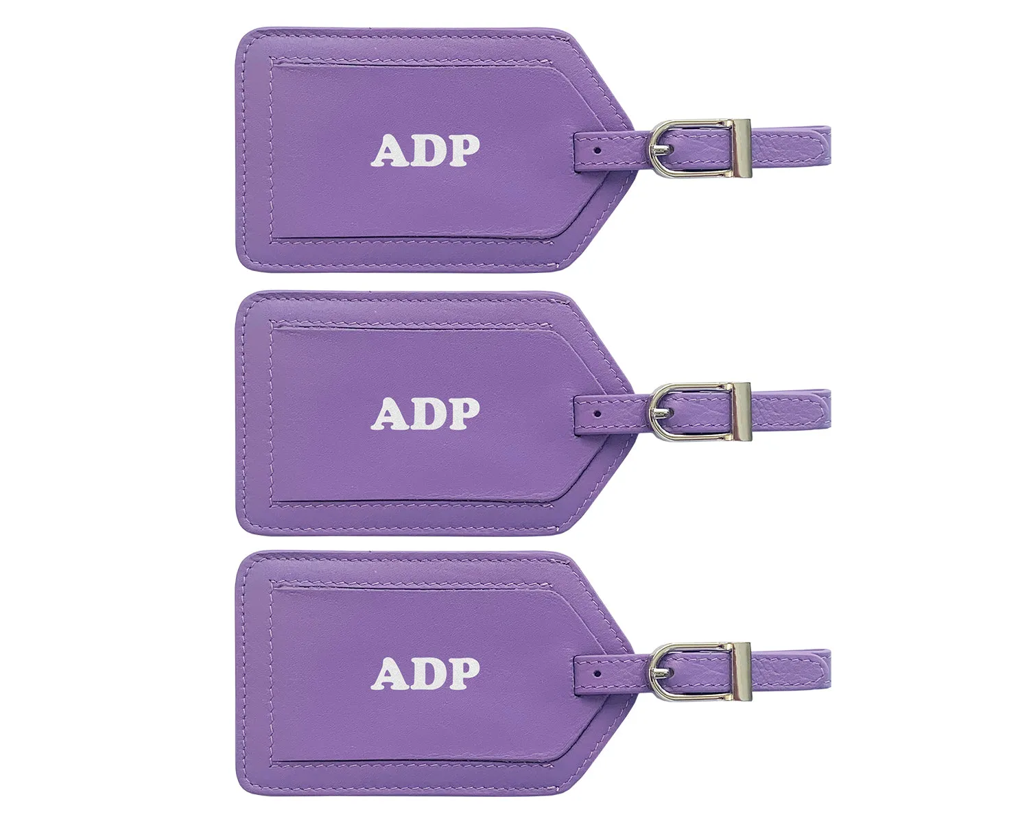 Personalized Monogrammed Leather Luggage Tags - 3 Pack