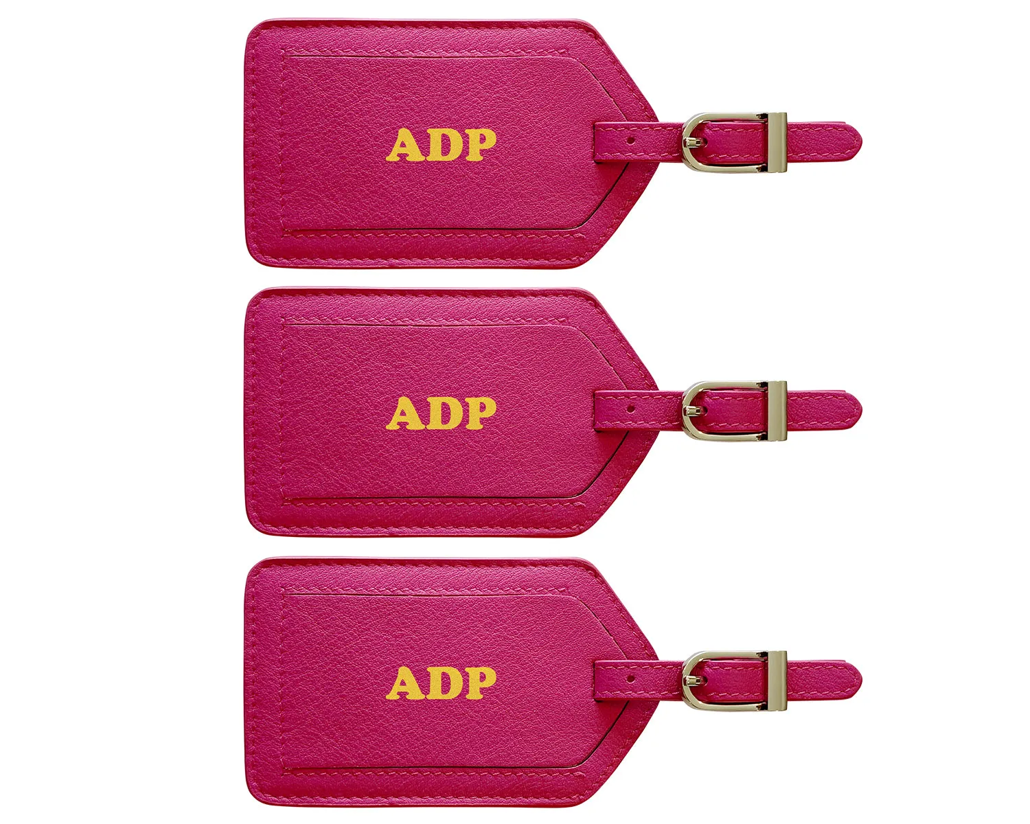 Personalized Monogrammed Leather Luggage Tags - 3 Pack