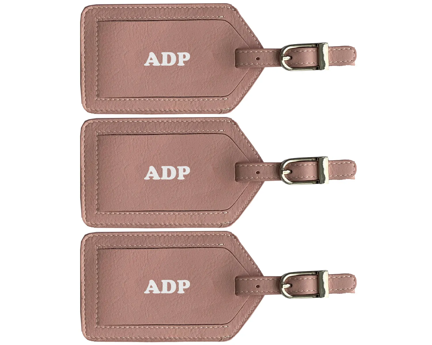 Personalized Monogrammed Leather Luggage Tags - 3 Pack