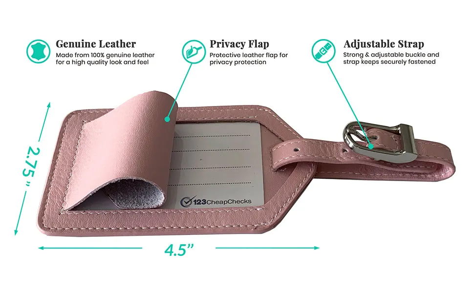 Personalized Monogrammed Leather Luggage Tags - 3 Pack