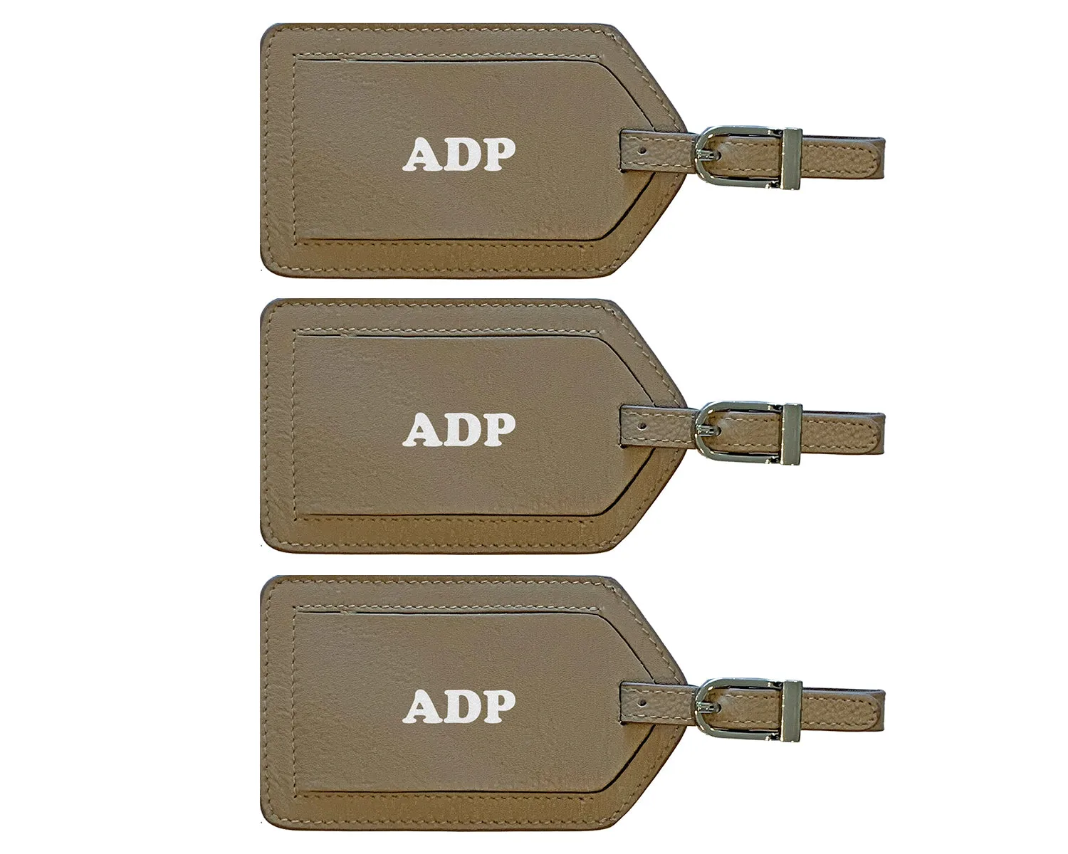 Personalized Monogrammed Leather Luggage Tags - 3 Pack