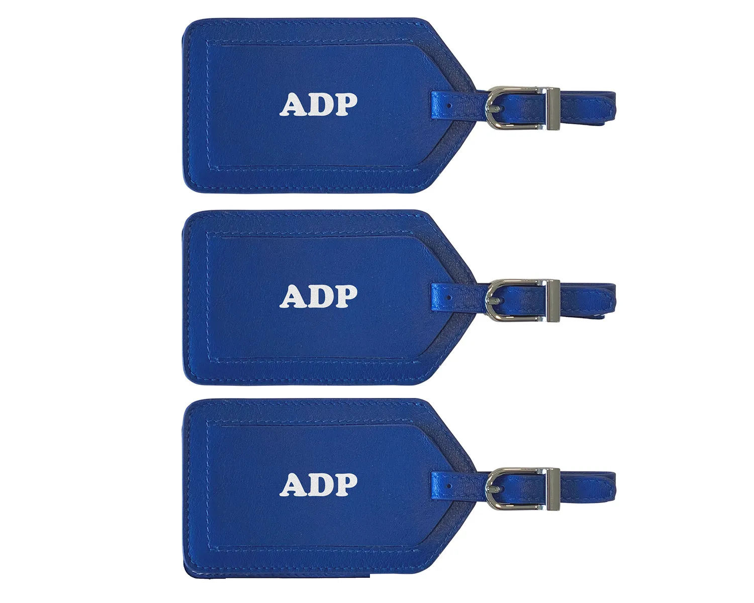 Personalized Monogrammed Leather Luggage Tags - 3 Pack