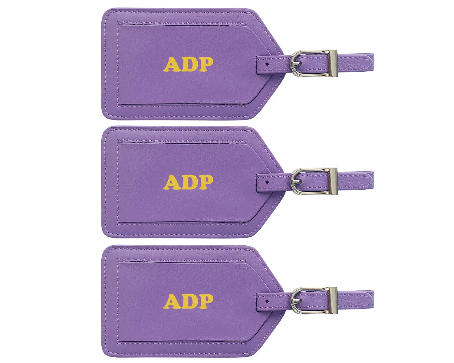 Personalized Monogrammed Leather Luggage Tags - 3 Pack