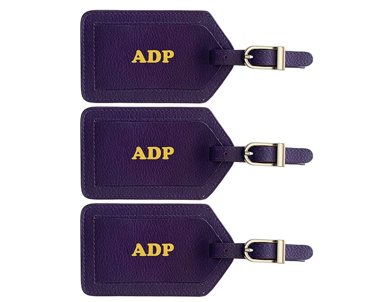 Personalized Monogrammed Leather Luggage Tags - 3 Pack