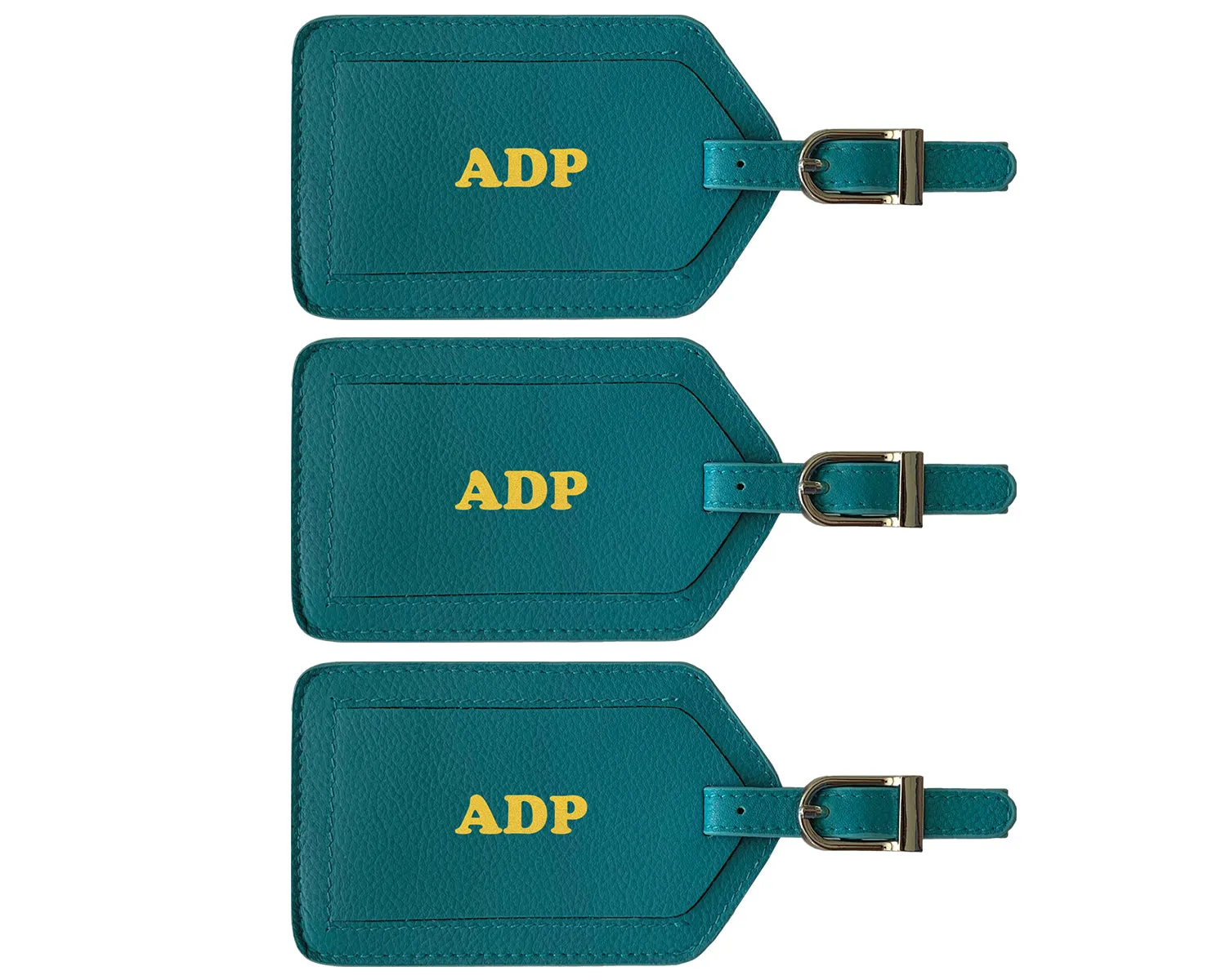 Personalized Monogrammed Leather Luggage Tags - 3 Pack