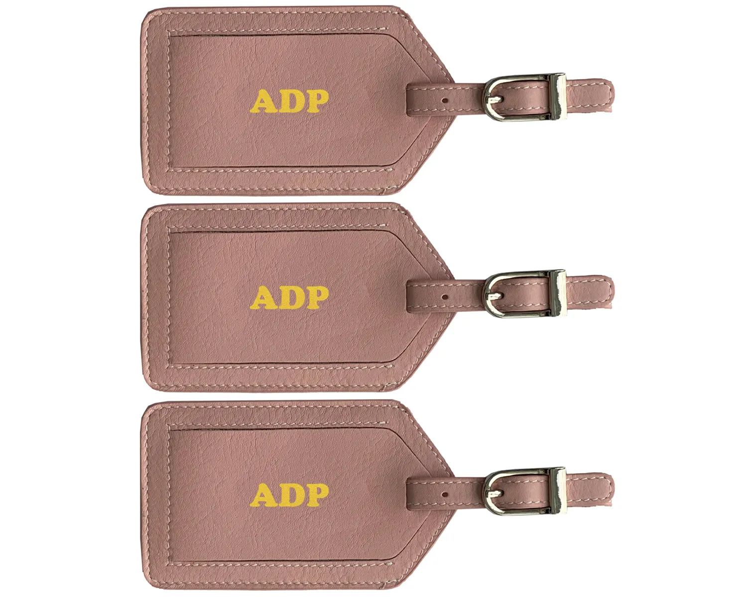 Personalized Monogrammed Leather Luggage Tags - 3 Pack
