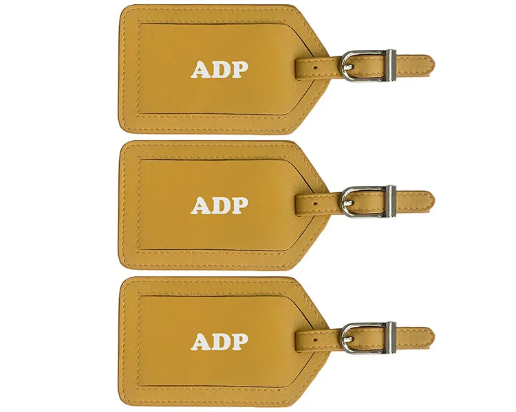 Personalized Monogrammed Leather Luggage Tags - 3 Pack
