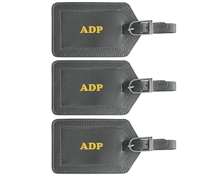 Personalized Monogrammed Leather Luggage Tags - 3 Pack