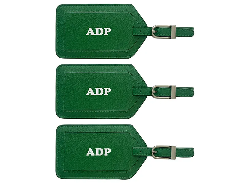 Personalized Monogrammed Leather Luggage Tags - 3 Pack