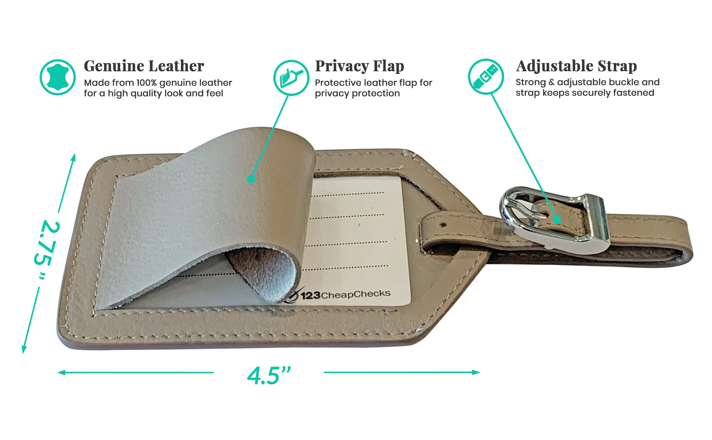 Personalized Monogrammed Leather Luggage Tags - 3 Pack