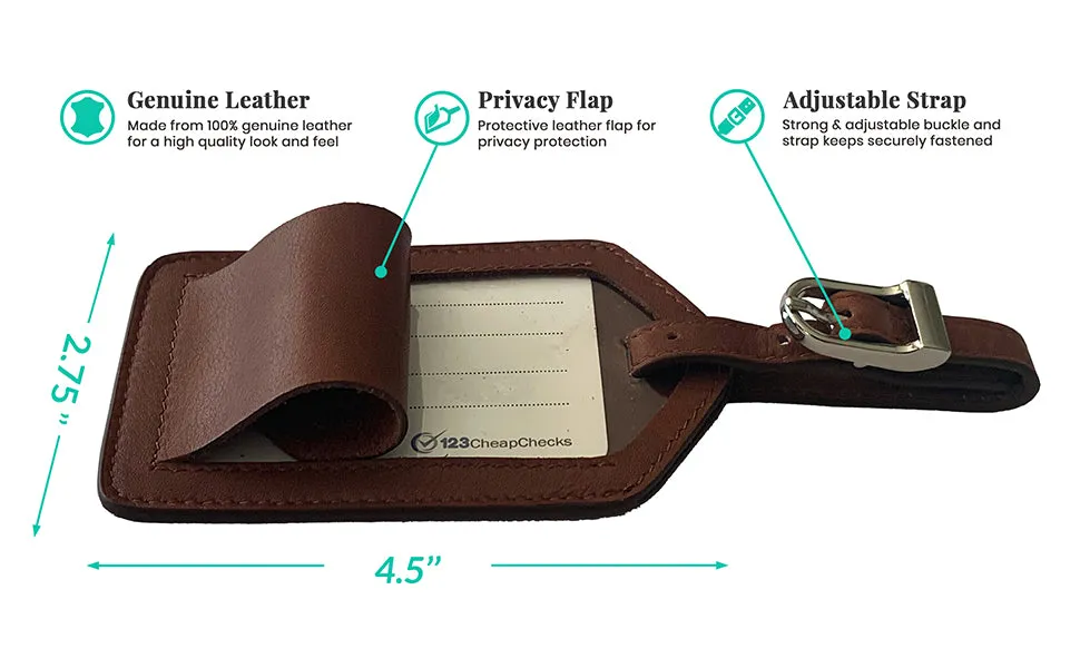 Personalized Monogrammed Leather Luggage Tags - 3 Pack