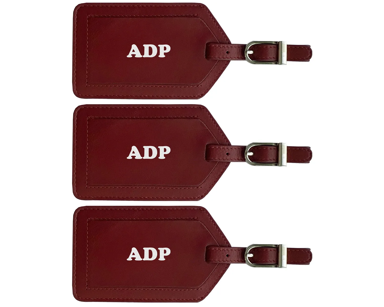 Personalized Monogrammed Leather Luggage Tags - 3 Pack