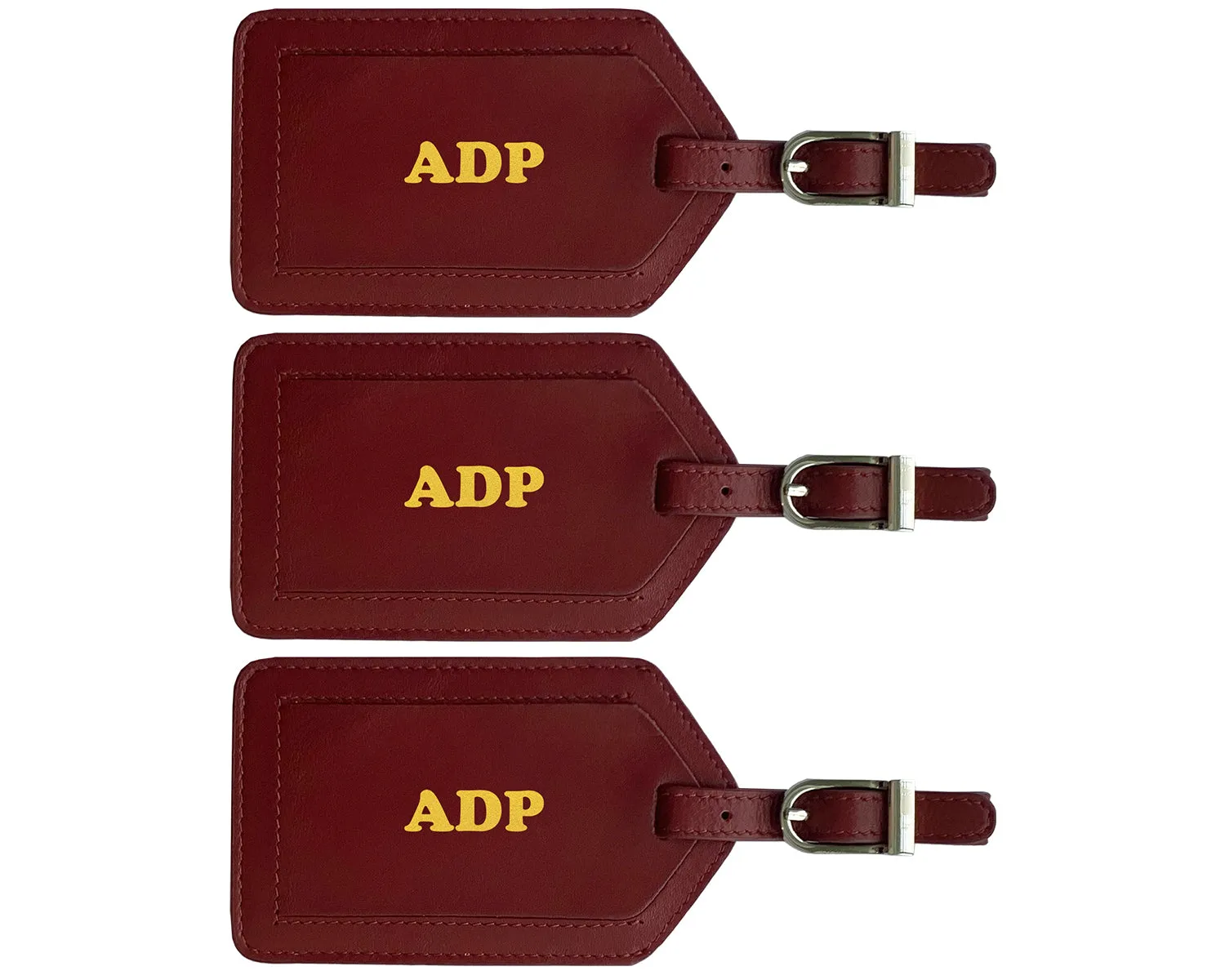 Personalized Monogrammed Leather Luggage Tags - 3 Pack
