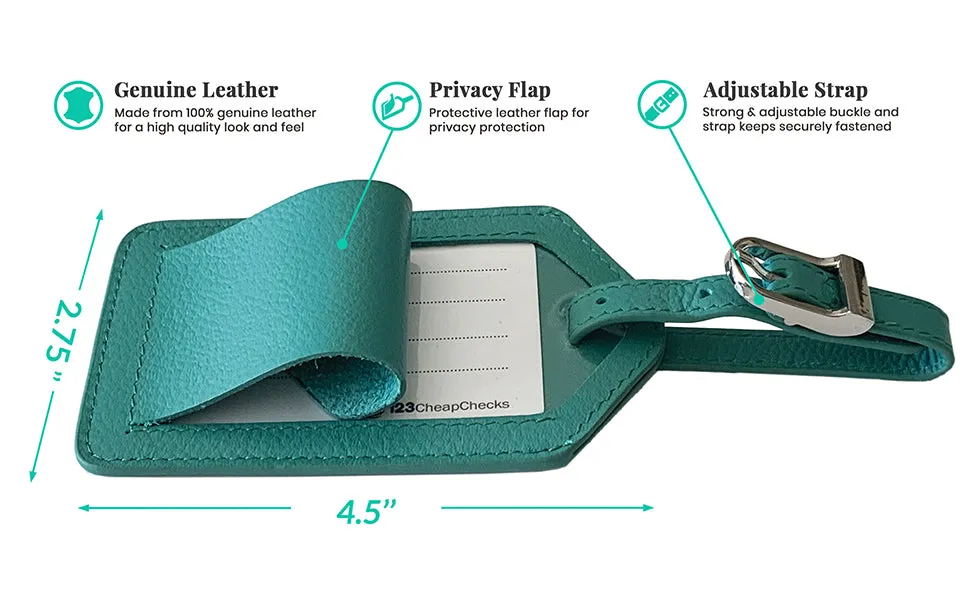 Personalized Monogrammed Leather Luggage Tags - 3 Pack