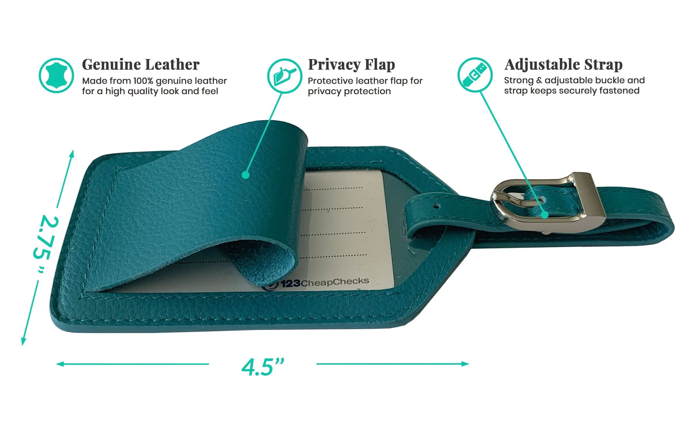 Personalized Monogrammed Leather Luggage Tags - 3 Pack