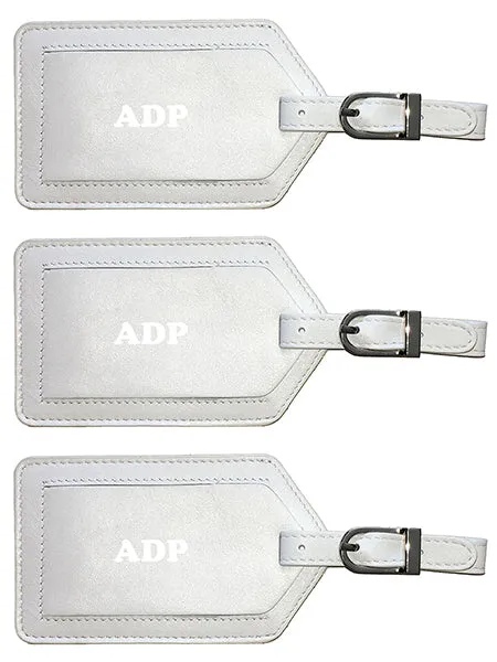 Personalized Monogrammed Leather Luggage Tags - 3 Pack