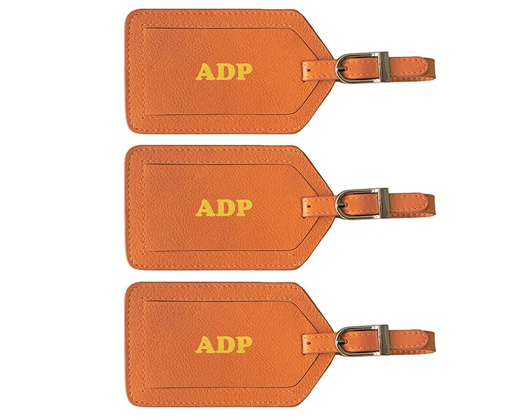 Personalized Monogrammed Leather Luggage Tags - 3 Pack
