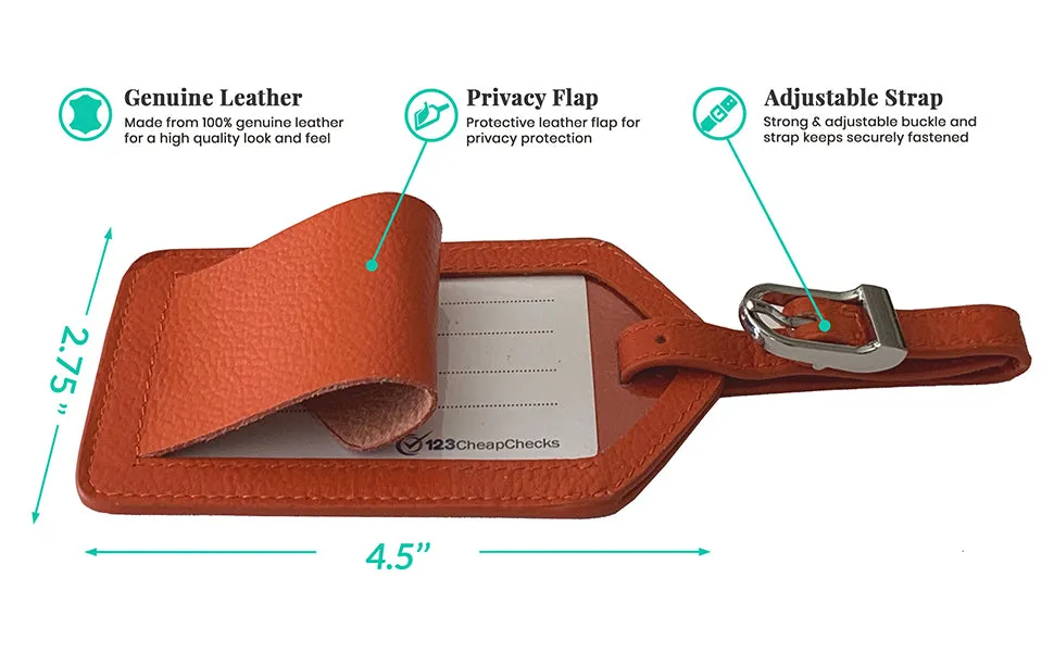 Personalized Monogrammed Leather Luggage Tags - 3 Pack