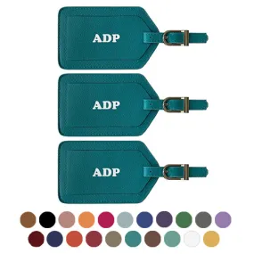 Personalized Monogrammed Leather Luggage Tags - 3 Pack