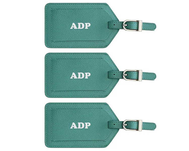 Personalized Monogrammed Leather Luggage Tags - 3 Pack