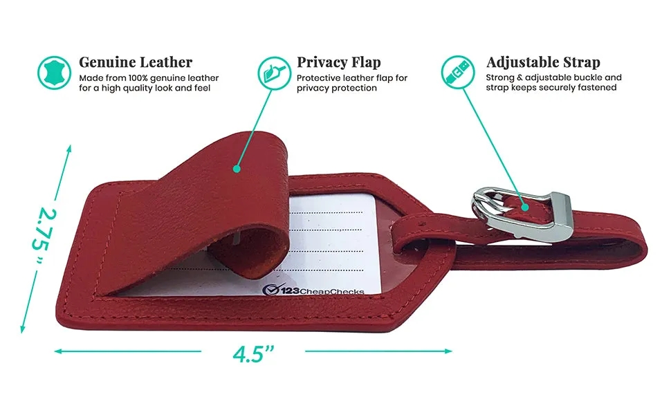 Personalized Monogrammed Leather Luggage Tags - 3 Pack