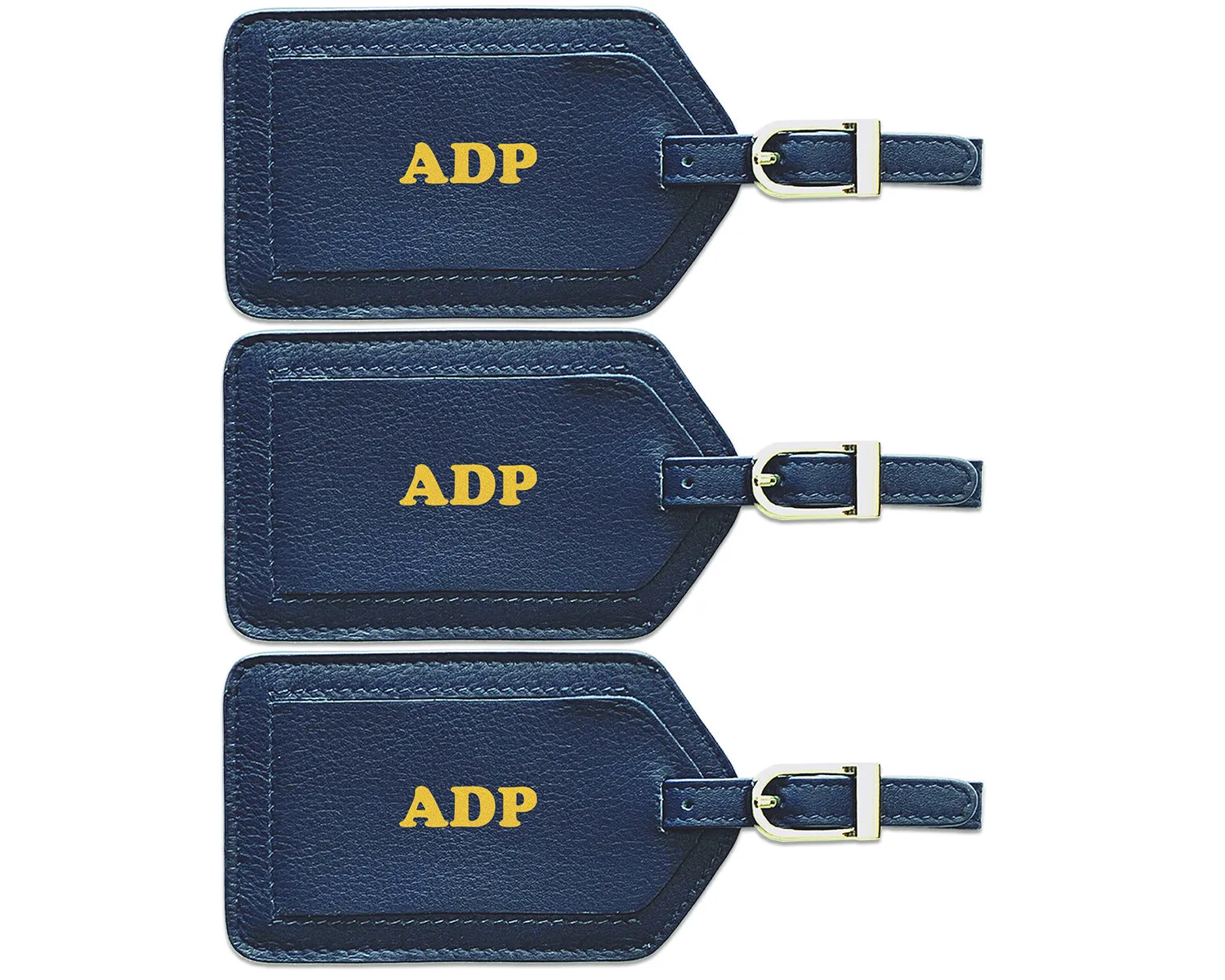 Personalized Monogrammed Leather Luggage Tags - 3 Pack