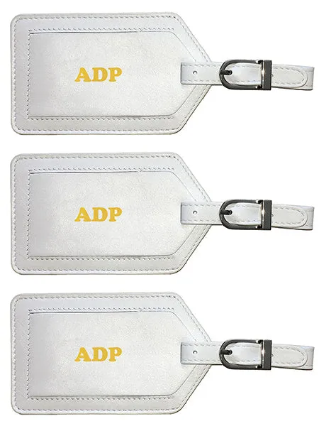 Personalized Monogrammed Leather Luggage Tags - 3 Pack