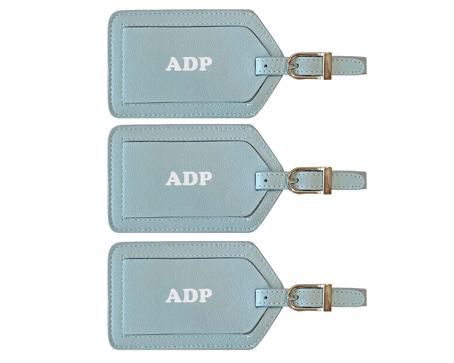 Personalized Monogrammed Leather Luggage Tags - 3 Pack