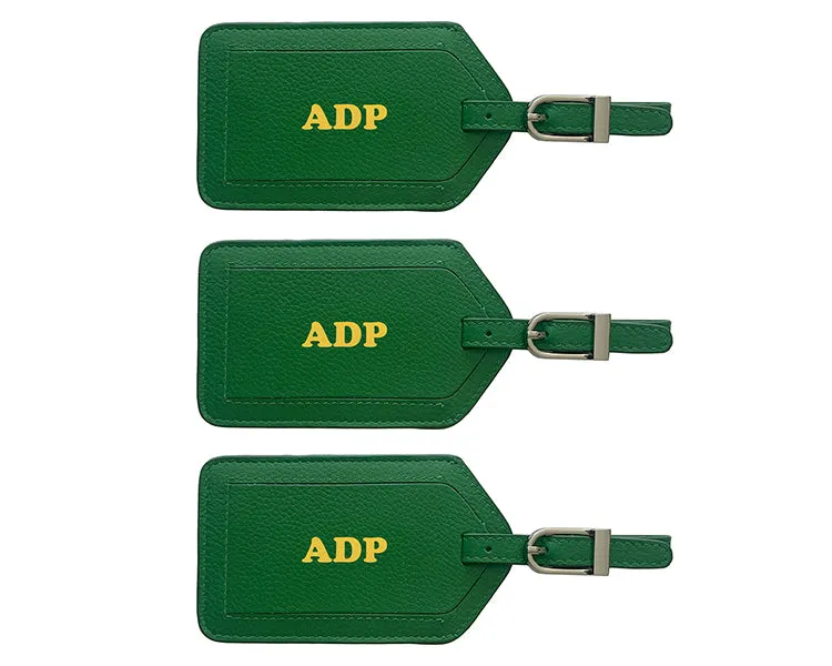 Personalized Monogrammed Leather Luggage Tags - 3 Pack