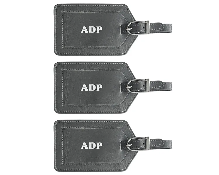 Personalized Monogrammed Leather Luggage Tags - 3 Pack
