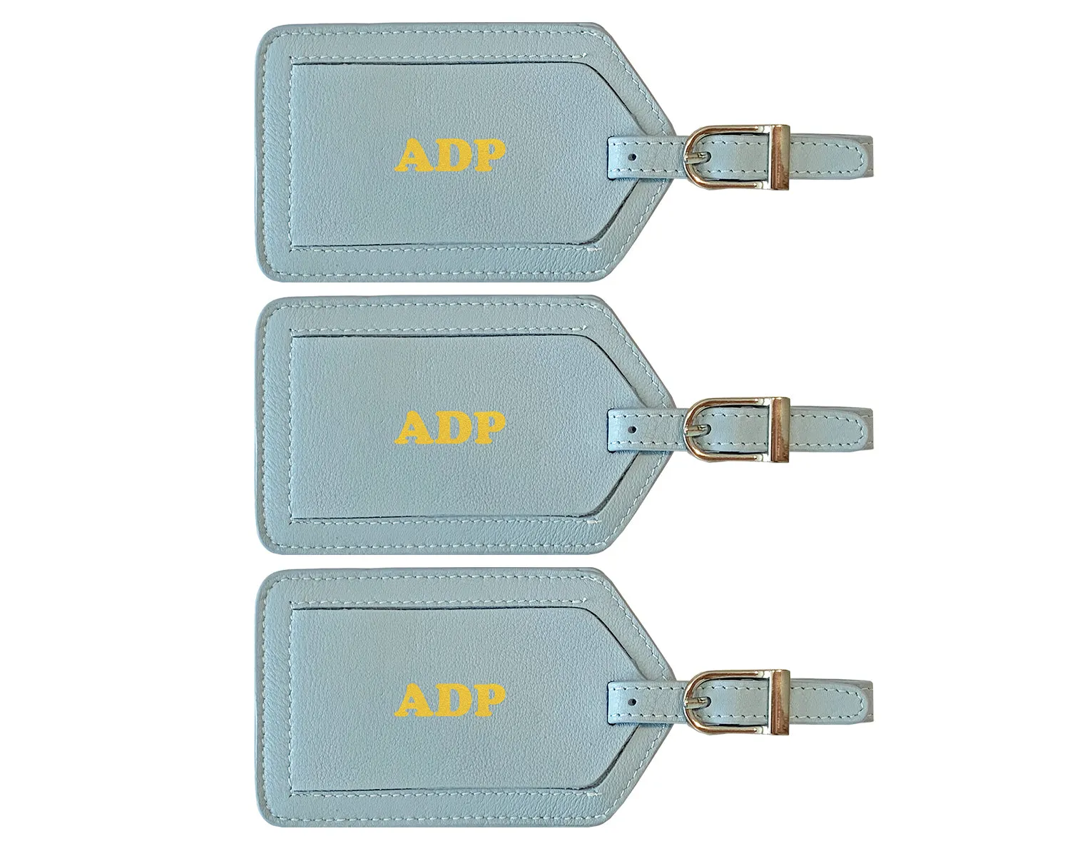 Personalized Monogrammed Leather Luggage Tags - 3 Pack