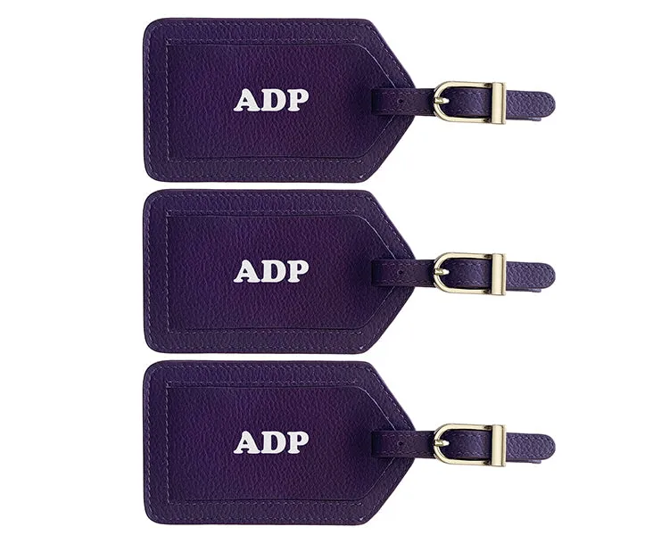 Personalized Monogrammed Leather Luggage Tags - 3 Pack