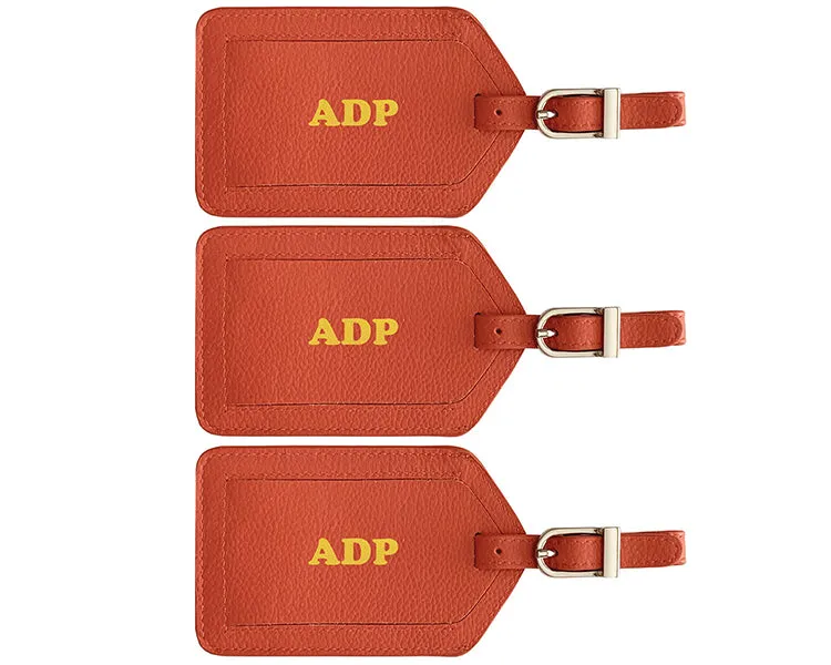 Personalized Monogrammed Leather Luggage Tags - 3 Pack