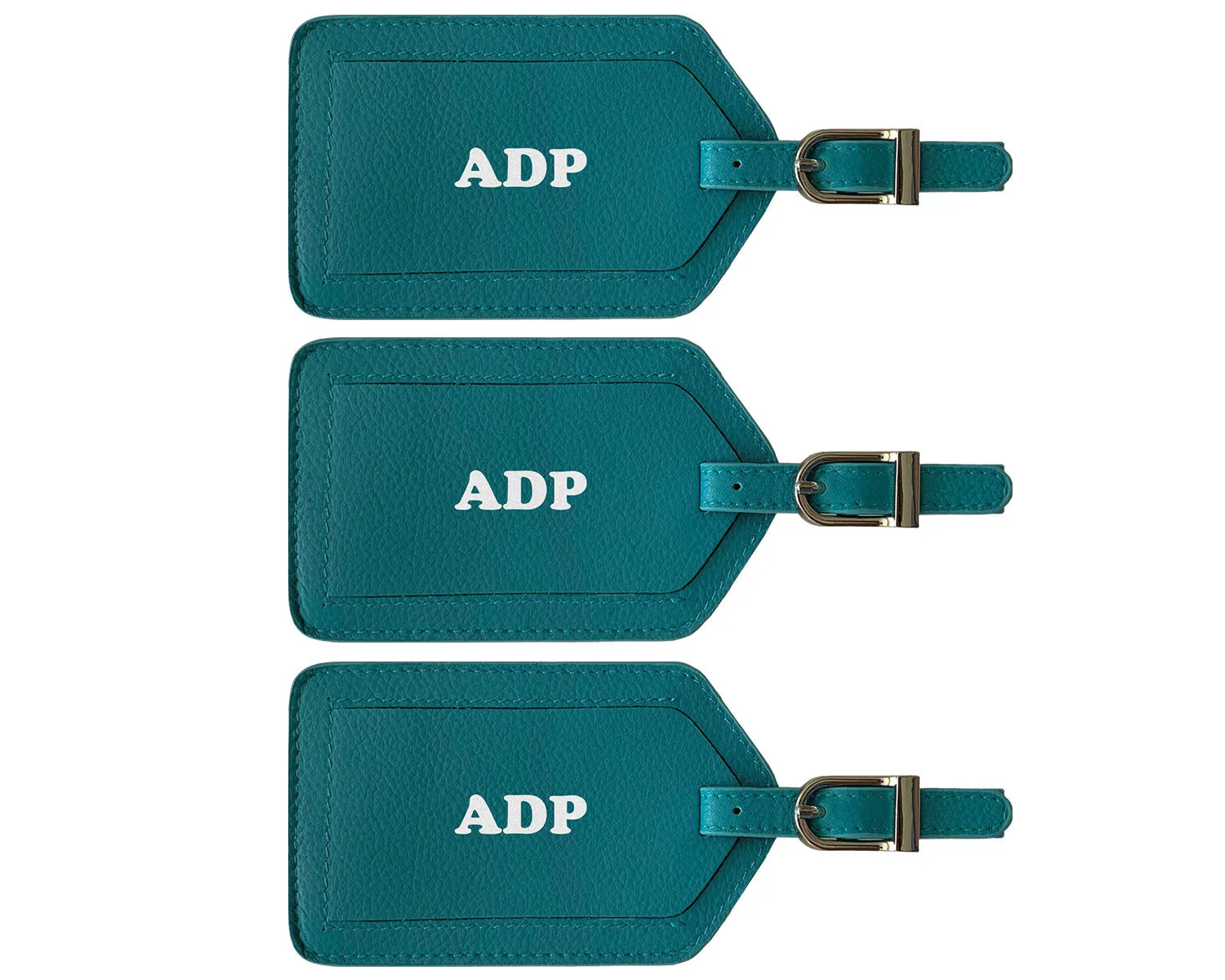 Personalized Monogrammed Leather Luggage Tags - 3 Pack