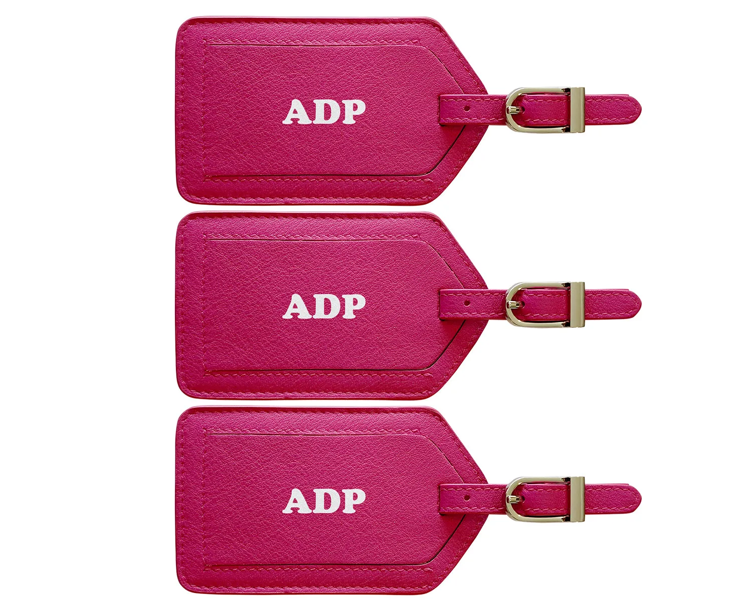 Personalized Monogrammed Leather Luggage Tags - 3 Pack