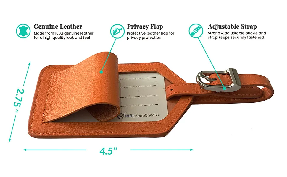 Personalized Monogrammed Leather Luggage Tags - 3 Pack
