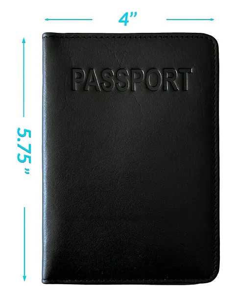 Personalized Monogrammed Leather RFID Passport Cover Holder and Luggage Tag