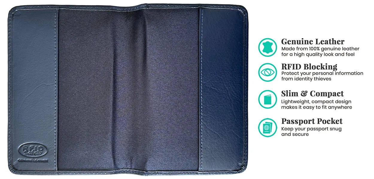 Personalized Monogrammed Leather RFID Passport Cover Holder and Luggage Tag