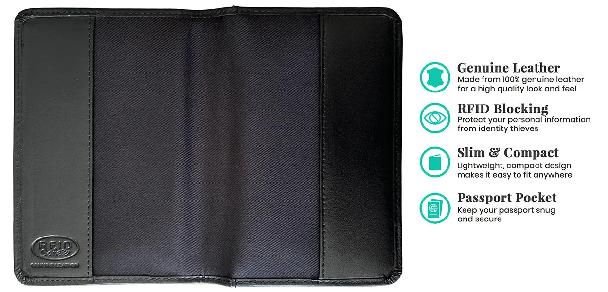 Personalized Monogrammed Leather RFID Passport Cover Holder and Luggage Tag