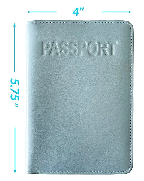 Personalized Monogrammed Leather RFID Passport Cover Holder and Luggage Tag
